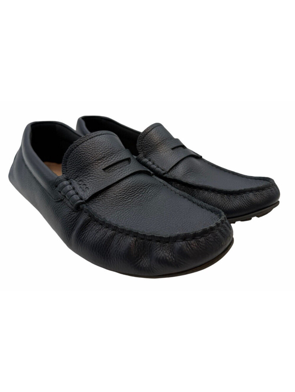 BOSS Men's Leather Noel Driver Moccasin Loafers Dark Blue Size EU 43 | US 10